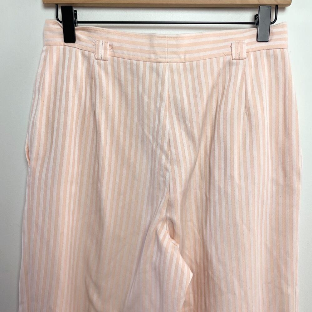 Vintage 80s 90s High Waist Trousers Pleated Pants Striped Preppy Coastal Grandma - Picture 4 of 8
